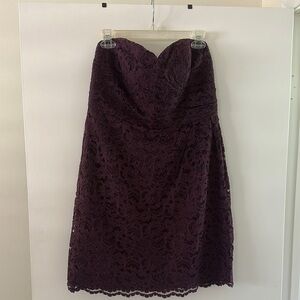 David's Bridal Lace Plum Midi Dress